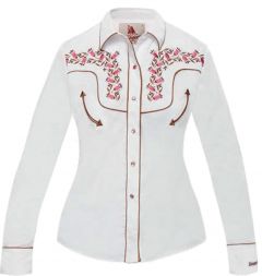 Modestone Women's Embroidered Fitted Western Shirt Floral White