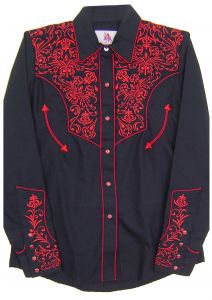 Modestone Women's Embroidered Fitted Western Shirt Floral Black