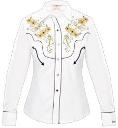 Modestone Women's Embroidered Fitted Western Shirt Floral Horse White