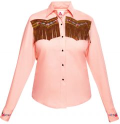 Modestone Women's ''Super Suede'' Fringe Fitted Western Shirt Pink