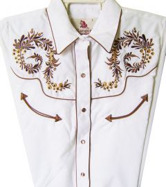 Modestone Women's Embroidered Long Sleeved Shirt Floral Filigree White