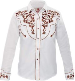 Modestone Women's Embroidered Long Sleeve Fitted Western Shirt Floral White