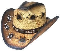 Modestone Men's Straw Cowboy Hat Brown Beige