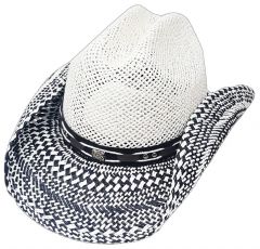 Modestone Straw Cowboy Hat Breezer Metal Concho Studs Hatband White