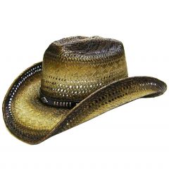 Modestone Men's Straw Cowboy Hat Breezer Metal Diamond Concho Studs Hatband Khaki