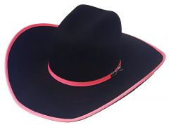 Modestone Genuine 6X Wool Felt Cowboy Hat Fabric Edge Black