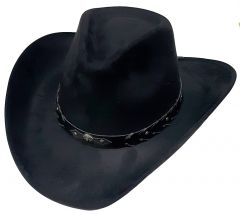 Modestone Unisex "Felt Feel" Wide Brim Cowboy Hat Black
