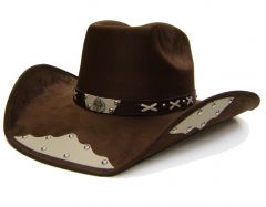 Modestone Men's "Felt Feel" Cowboy Hat Texas Star Ornament Appliques Studs Brown