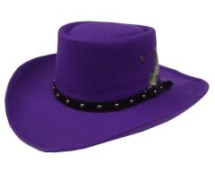 Modestone Gambler Faux Felt Cowboy Hat Purple ''Sizes For Small Heads''