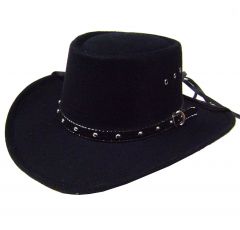 Modestone Unisex Gambler Faux Felt Cowboy Hat Size:57 Chinstring Black
