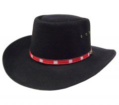 Modestone Unisex Gambler Faux Felt Cowboy Hat Red Hatband Size:57 Black