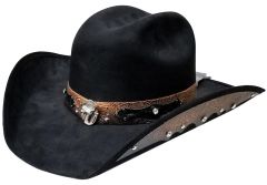 Modestone ''Felt Feel'' Cowboy Hat Leather-Like Appliques Rhinestones Black