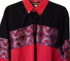 Modestone Men's Long Sleeve Shirt Lustrous Fabric Bull S Red