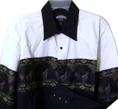 Modestone Men's Long Sleeve Shirt Lustrous Fabric Double Horse M Black
