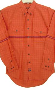 Modestone Men's Long Sleeve Shirt Checked L Orange