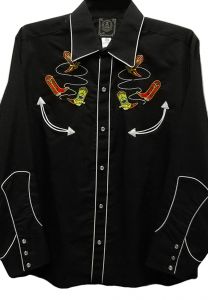 Modestone Men's Embroidered Long Sleeve Shirt Cowboy Boots Lassos Xxl Black