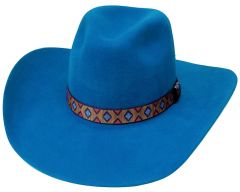 Modestone Traditional High Quality Genuine Wool Felt Cowboy Hat 2X Blue