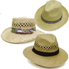 Modestone Value Pack 24 X Unisex Inexpensive Light Cool Straw Hats Beige
