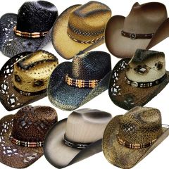 Modestone 24 Pcs Top Selling Pack Men's Straw Cowboy Hats Asst. Sizes/Colors