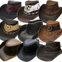 Modestone 12 Pcs Top Selling Combo Pack Genuine Leather Cowboy Hats Assorted