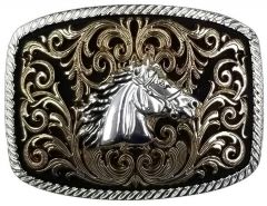 Modestone Nickel Silver Trophy Belt Buckle Horse Head 4 1/4'' x 3 1/2''