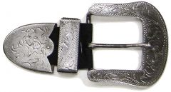 Modestone Men's Western 3-Piece Belt, Buckle Loop & Tip O/S Silver