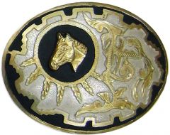 Modestone Men's Trophy Belt Buckle Horse Head Filigree O/S Silver