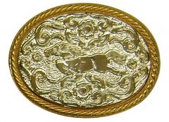 Modestone Men's Golden Galloping Horse Western Style Belt Buckle O/S Silver