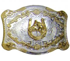 Modestone Men's Horseshoe, Horse & 4X Eagles Belt Buckle Silver O/S Silver