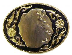 Modestone Men's Western Style Belt Buckle Filigree Engraving Section O/S Gold