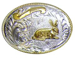 Modestone Men's Belt Buckle Wild Hare Filigree Nickel Silver O/S Silver
