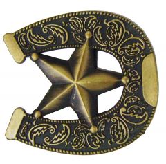 Modestone Horseshoe Star Western Style Belt Buckle 1 1/2'' Width Bronze