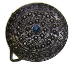 Modestone Metal Alloy Blue Stone In Center Buckle O/S Silver