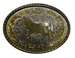 Modestone Standing Horse Pink Buckle O/S Gold Silver
