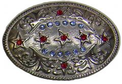 Modestone Red & Blue Stones Buckle O/S Silver