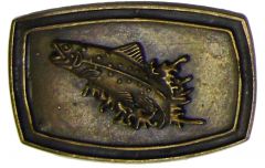 Modestone Trout Jumping Out Of Water Buckle O/S Bronze