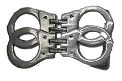 Modestone Metal Alloy Double Handcuffs Buckle O/S Silver
