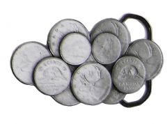 Modestone Metal Alloy Canadian Coins 25, 10 & 5 Cent Pieces Buckle O/S