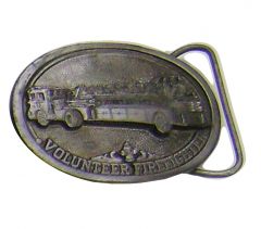 Modestone Metal Alloy Volunteer Firefighter Firetruck Buckle O/S Silver