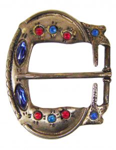 Modestone 10 Red & Blue Stones Western Filigree O/S Silver