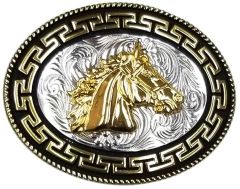 Modestone Nickel Silver Charro Belt Buckle Horse Head 4 1/4'' X 3 1/4''