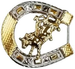 Modestone Nickel Silver Horseshoe Belt Buckle Bull Rider Rodeo 3'' x 3''