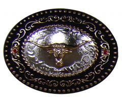 Modestone Unisex Trophy Belt Buckle Bull Head Longhorn O/S Silver