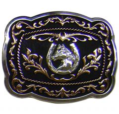 Modestone Metal Alloy Trophy Belt Buckle Horse Horseshoe 4 1/4'' X 3''