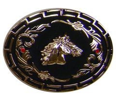 Modestone Unisex Trophy Belt Buckle Horse Head 2 Ruby-Like Stones