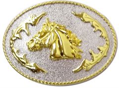 Modestone Metal Alloy Frosted Western Belt Buckle Horse Head 3 1/2'' X 2 3/4''