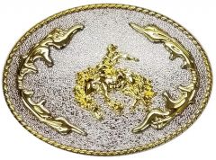 Modestone Metal Frosted Western Belt Buckle Bronco Rider 3 1/2'' X 2 3/4''