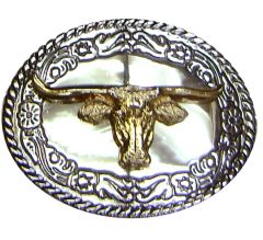 Modestone Unisex Bull Head Longhorn Western Style Belt Buckle O/S Silver