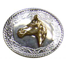 Modestone Unisex Horse Head Western Style Belt Buckle O/S Silver