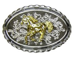 Modestone Metal Mirror Finish Belt Buckle Galloping Horse 3 3/4'' X 2 3/4''